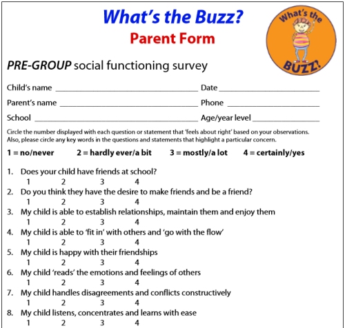 PRE and POST GROUP social functioning surveys